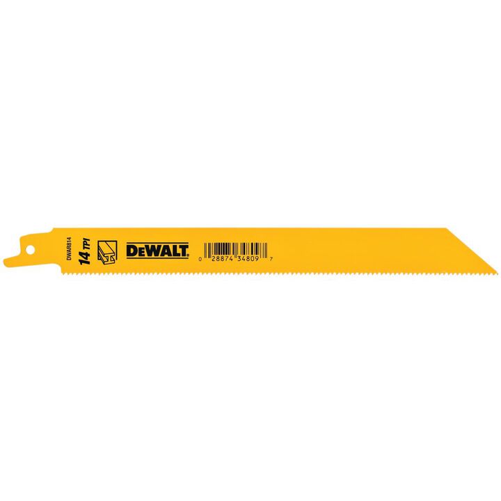 DEWALT 8-in 14TPI Straight Back Bi-Metal Metal Cutting Reciprocating Blade, large image number 4