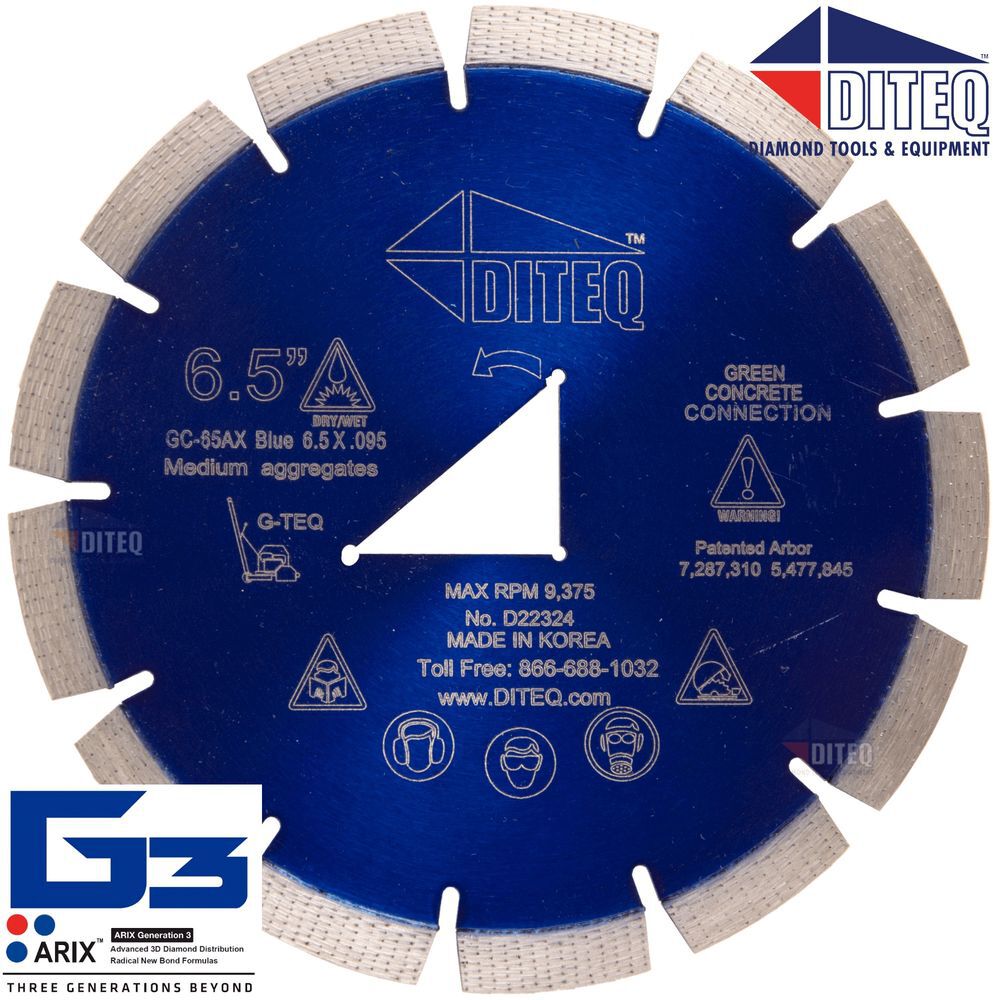 Diteq 6 1/2 Inch Blue Segmented Rim Diamond for Green Concrete, large image number 1