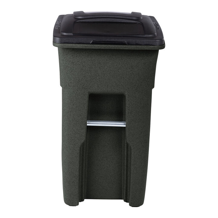 Toter 32 Gallon Greenstone Trash Can with Quiet Wheels and Attached Lid, large image number 5