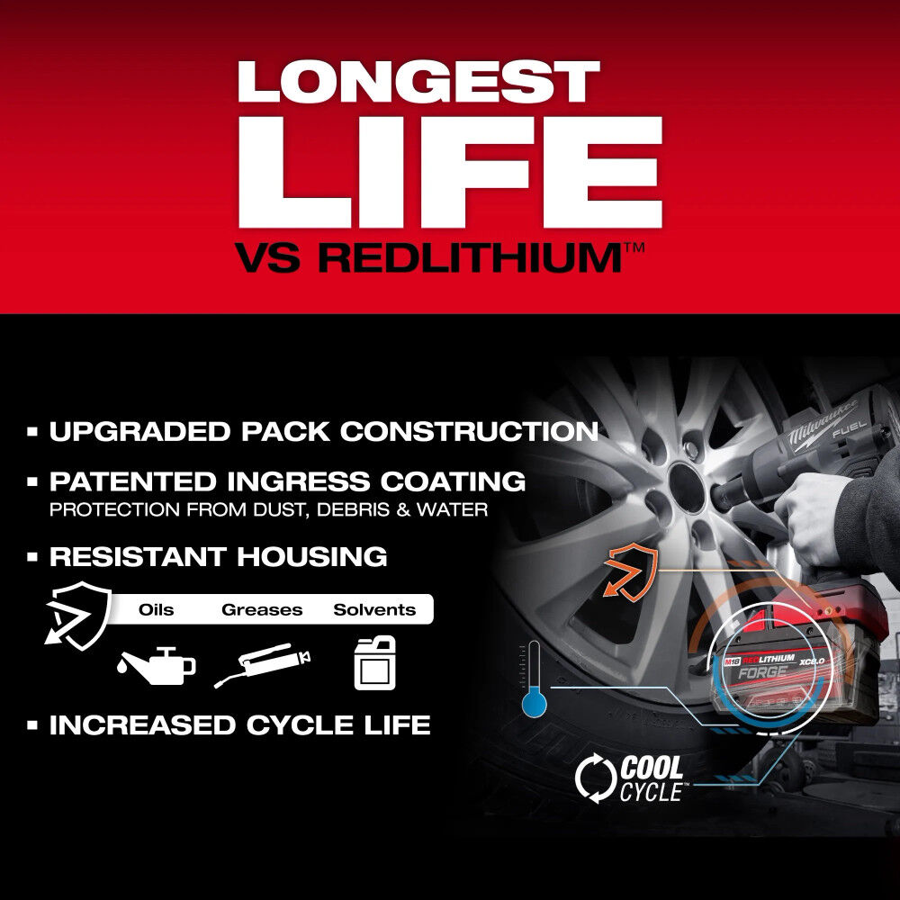 Milwaukee Cordless 2-Speed Grease Gun and M18 Forge XC 18V 8Ah Battery Pack with Fuel Indicator Bundle, large image number 10