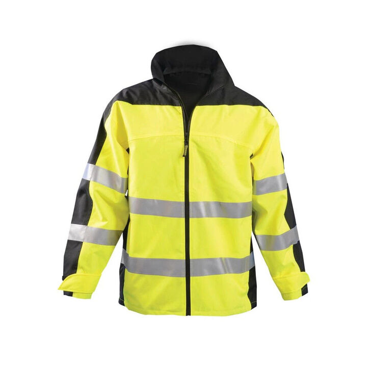 Occunomix Hi-Vis Yellow Workwear Premium Breathable Rain Jacket Small