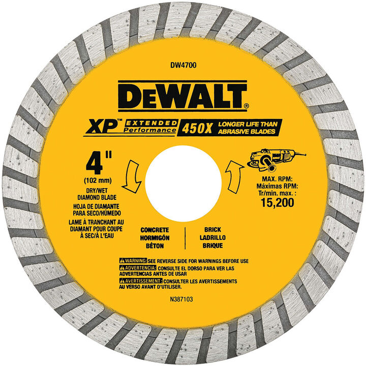 DEWALT 4 Inch XP Turbo Rim Diamond Blade for Stone and Masonry