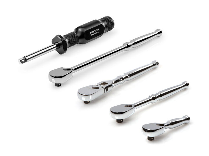 Tekton 1/4 Inch Drive Non-QR Ratchet and Spinner Handle Set, 5 Pieces, large image number 1