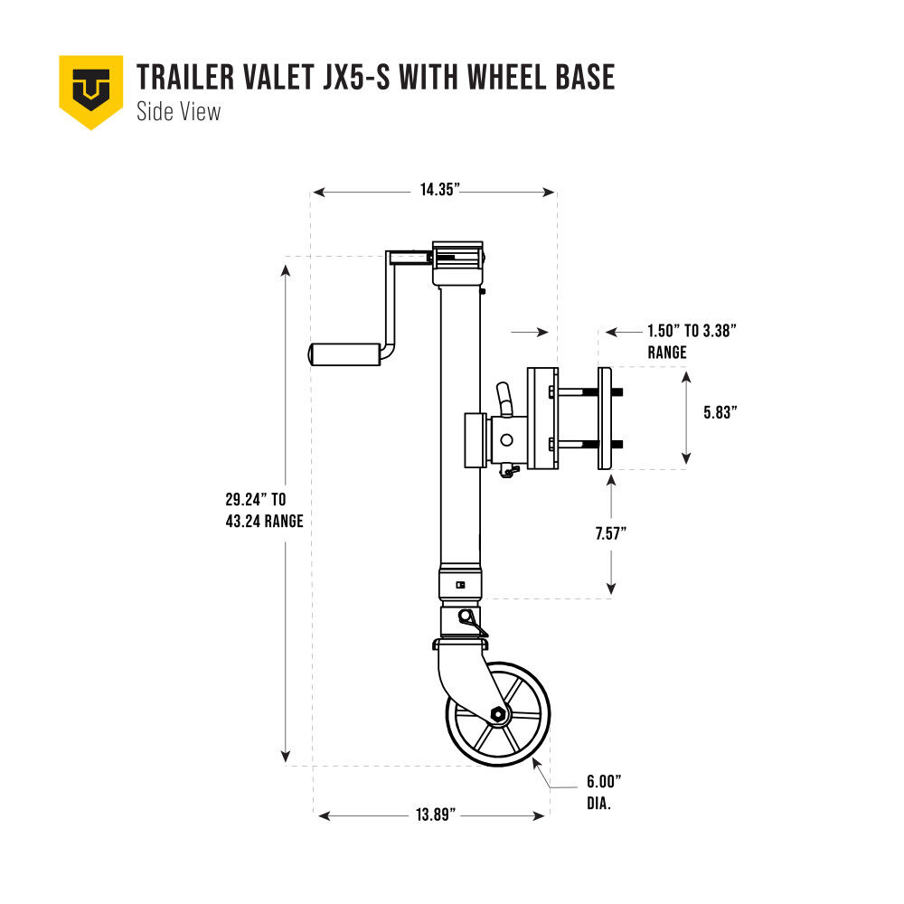 Trailer Valet TVJX5-S - 5000 lbs Side Pipe Mount Bracket Drill Jack with Wheel, large image number 8