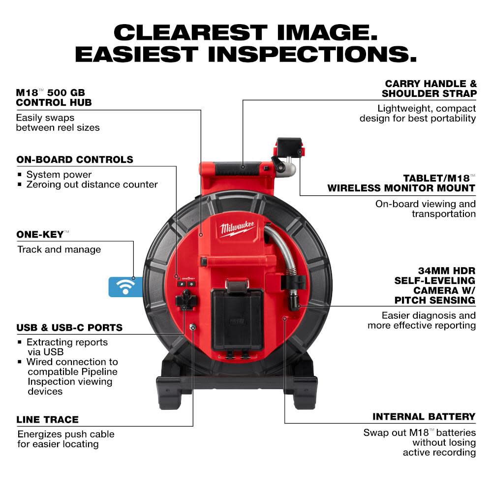 Milwaukee M18 120 Ft. Mid-Stiff Modular Pipeline Inspection System Kit, large image number 4