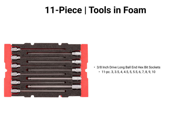 Tekton 3/8 Inch Long Ball End Hex Bits with Stacking Organizer, 3-10 mm, 11 Pieces, large image number 1