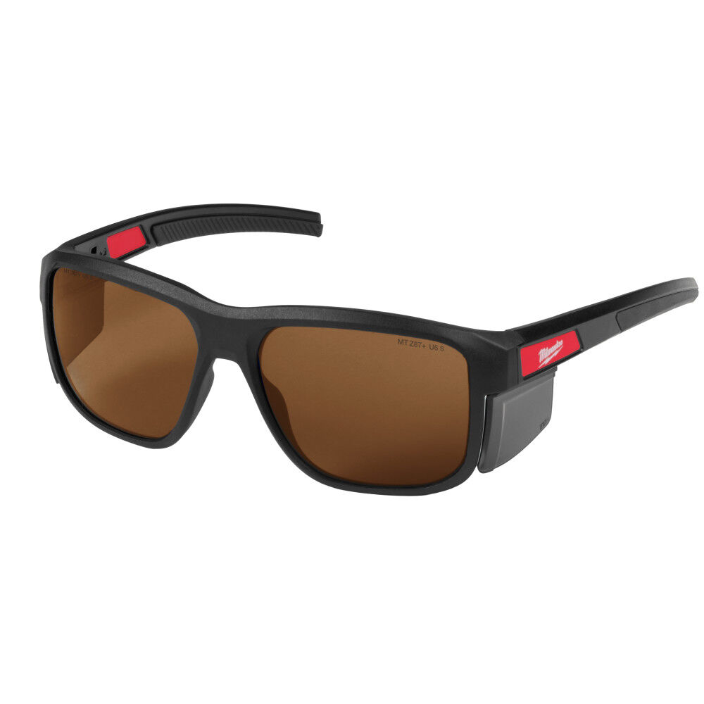 Milwaukee Full Frame Safety Glasses with Removable Side Shields, Brown Anti-Scratch Lenses, large image number 1