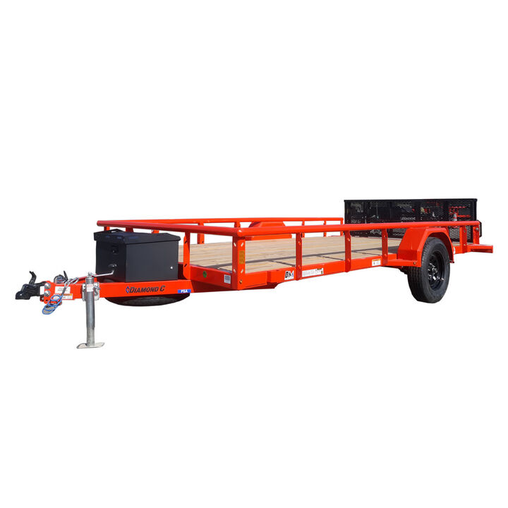 Diamond C PSA135 12 Foot Single Axle Utility Trailer, Orange