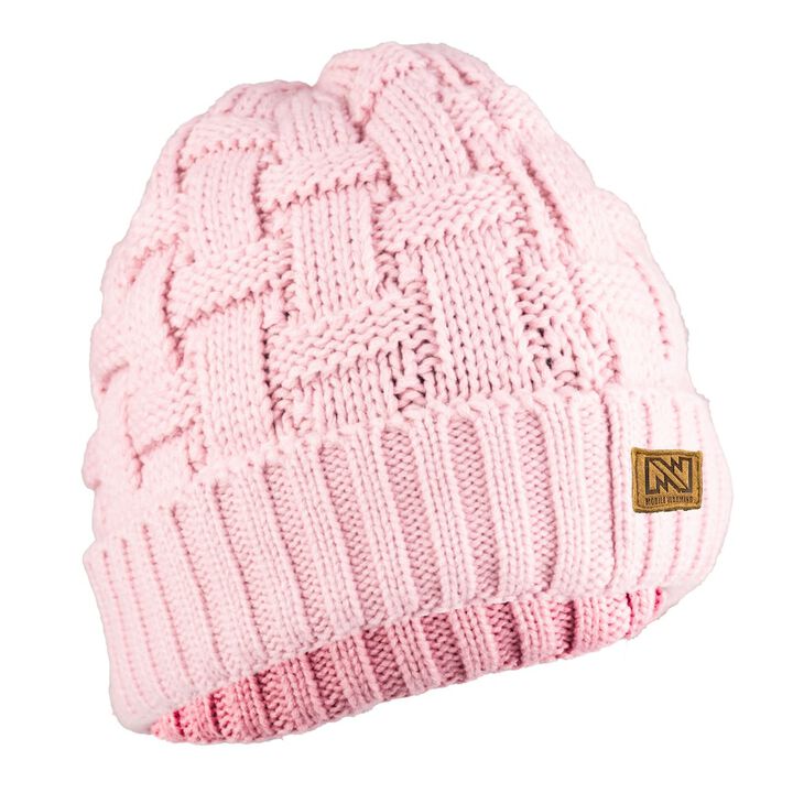Mobile Warming Heated Cable Knitted Beanie Unisex Pink One size