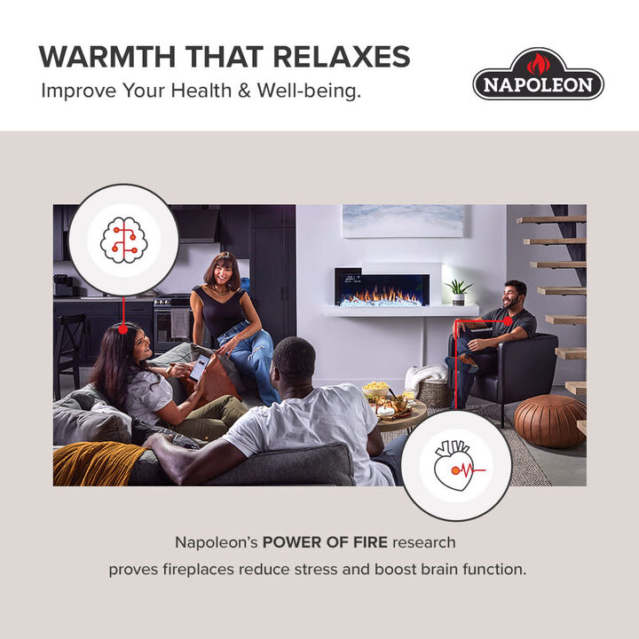 Napoleon Entice 50 Inch Black Single-Sided Wall-Hanging Electric Fireplace, large image number 10