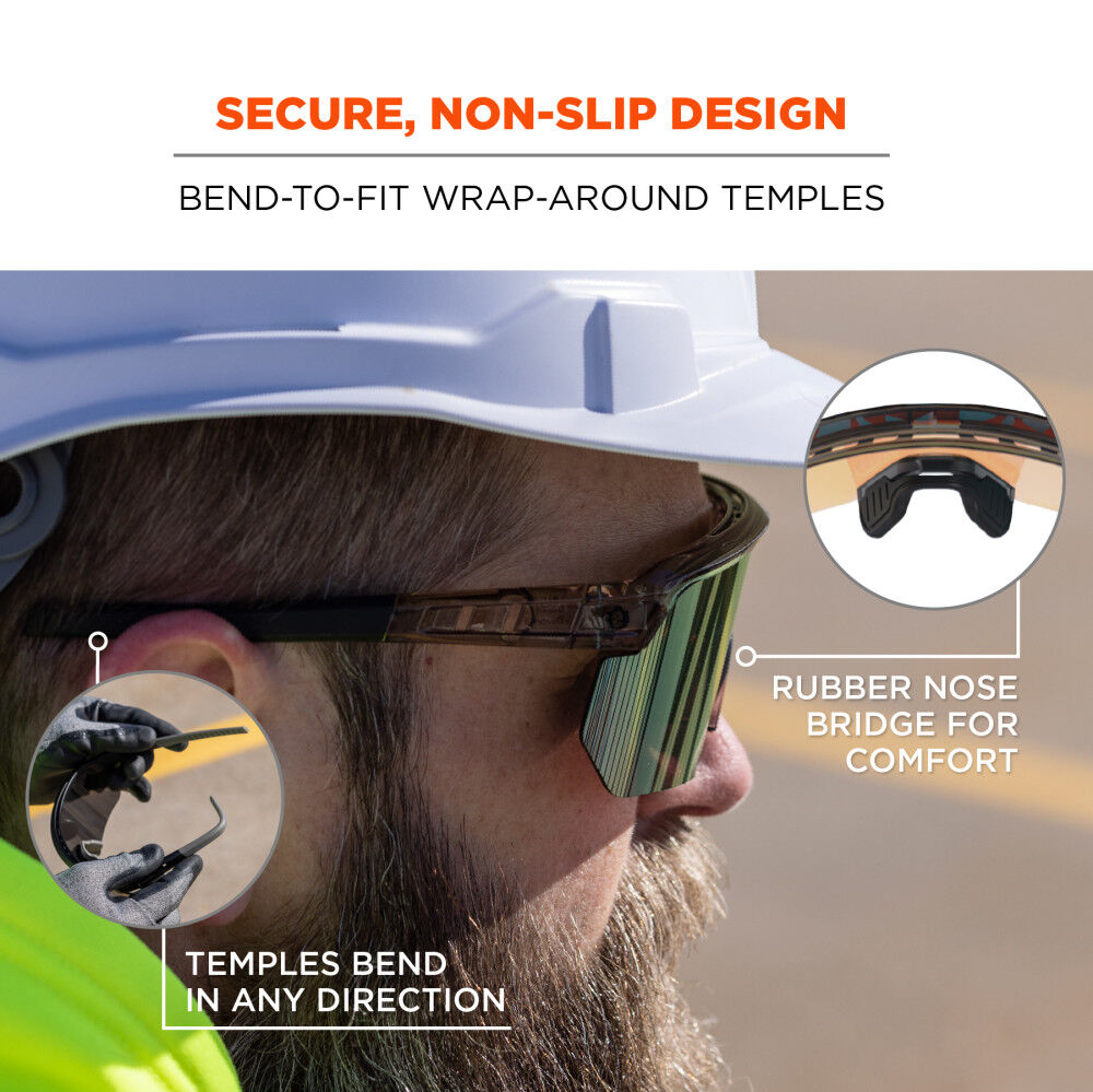 Ergodyne Skullerz AEGIR Polarized Mirrored Safety Glasses, Smoke Frame, Orange Lens, large image number 5