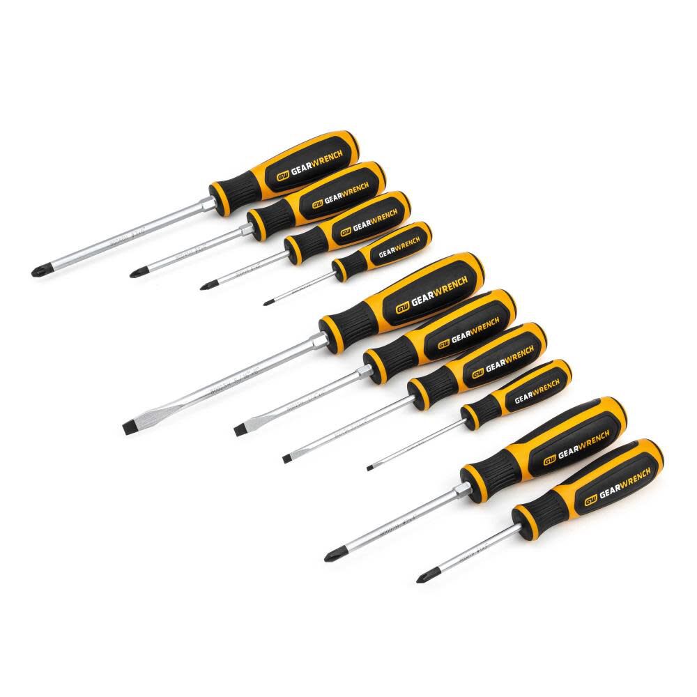 GEARWRENCH 10 Pc Phillips/Slotted/Pozidriv Dual Material Screwdriver Set, large image number 1
