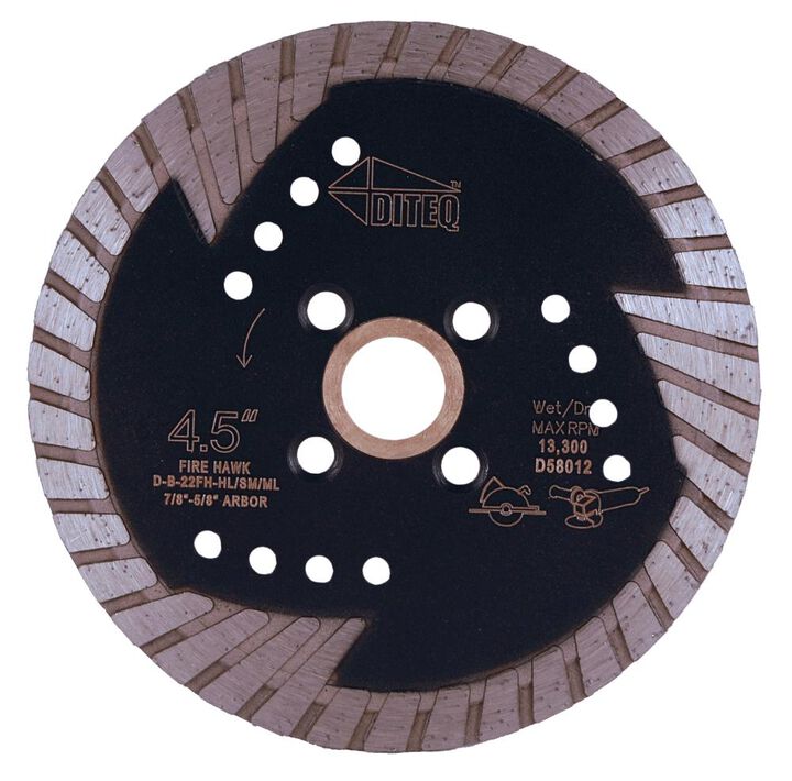 Diteq B-22 Firehawk III 5 Inch Turbo Rim Diamond Blade for Masonry