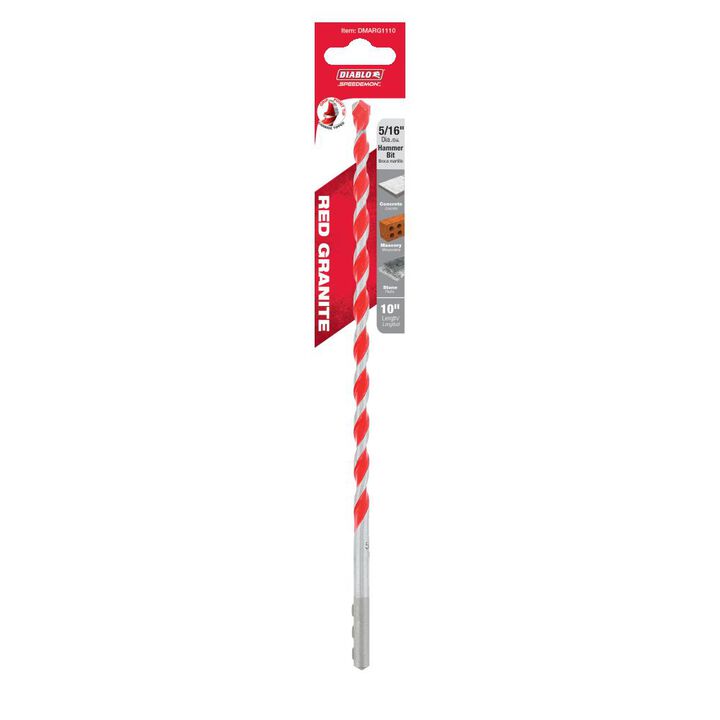 Diablo Tools 5/16in x 8in x 10in SPEEDemon Red Granite Carbide-Tip Hammer Drill Bit, large image number 2