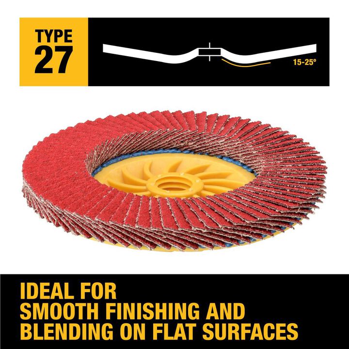 DEWALT 4 1/2in X 5/8in 11 60G T27 XP Ceramic Trim Flap Disc, large image number 2