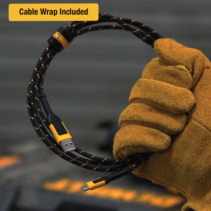 DEWALT Phone Charger USB-A to USB-C Reinforced Braided Cord 6', large image number 3