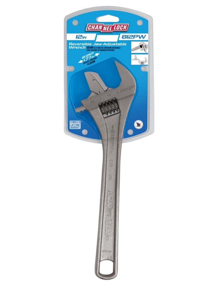 Channellock 12 Inch Vanadium Steel Reversible Jaw Extra Wide Adjustable Wrench, large image number 2
