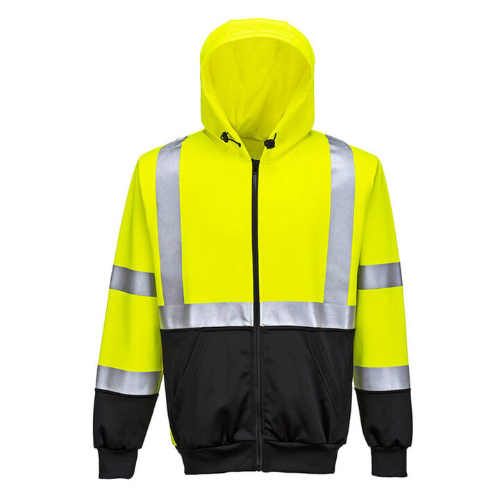 Portwest Yellow and Black Hi-Vis 2-Tone Zipped Hoodie - XL