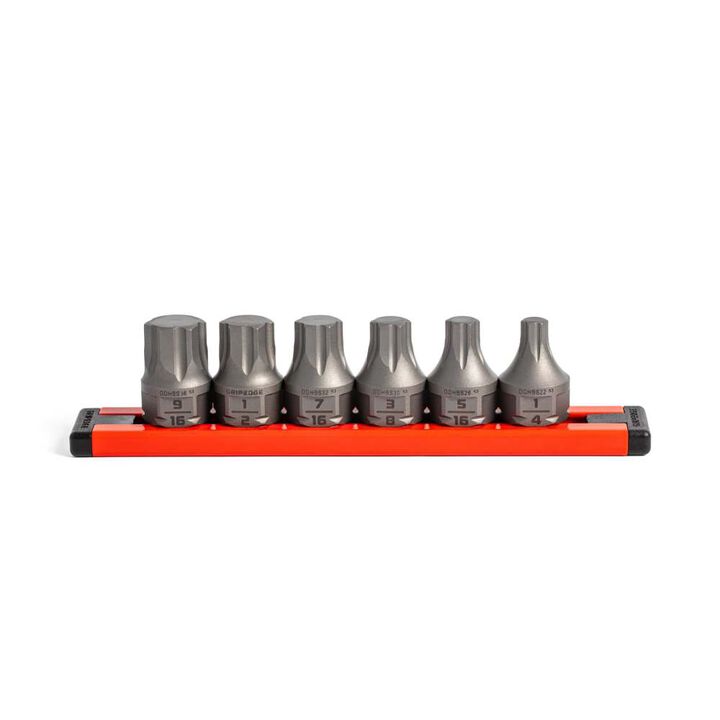 GripEdge Tools RPT 3/8 Inch Drive Dual-Action Hex Driver Bit Set SAE 6 Pieces
