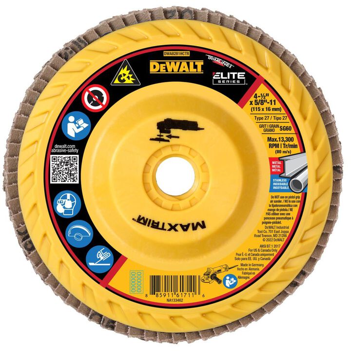 DEWALT 4 1/2in X 5/8in 11 60G T27 XP Ceramic Trim Flap Disc
