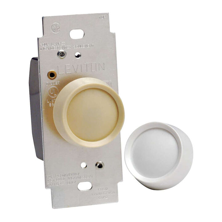 Leviton Trimatron 600W Light Almond & White Rotary Dimmer Knob