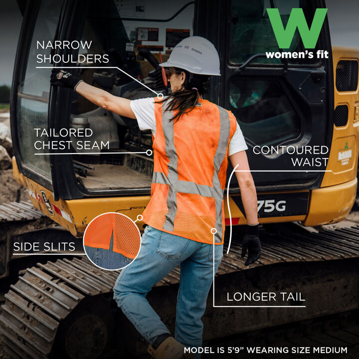 Ergodyne GloWear 8247ZW-S Class 2 Womens Surveyor Hi-Vis Orange Vest Medium, large image number 2
