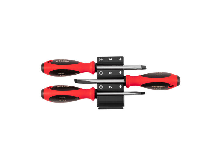 Tekton Slotted Screwdriver Set with Organizer 10 - 14 mm, 3 Pieces