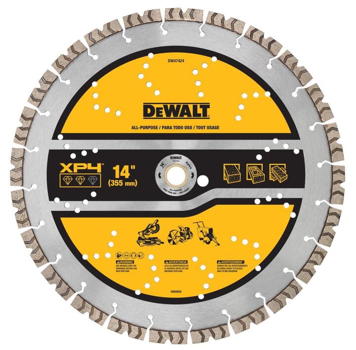 DEWALT XP4 All-Purpose 14 Inch Segmented Rim Diamond Blade for Fast Cuts in General Purpose Concrete