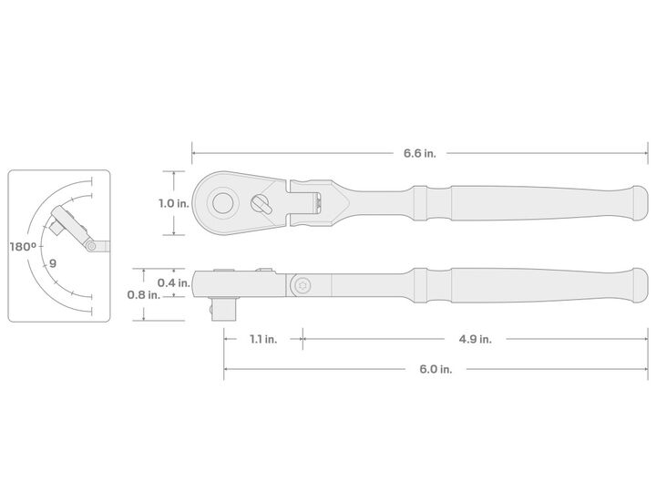 Tekton 1/4 Inch Drive x 6 Inch Flex Head Quick-Release Ratchet, large image number 6