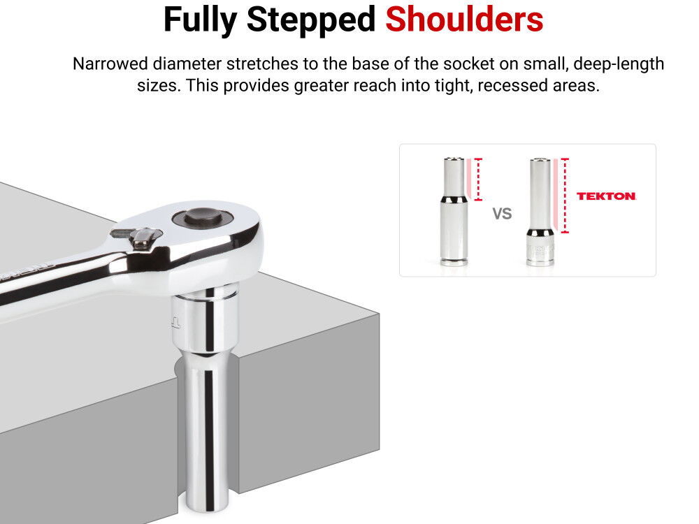 Tekton 3/8 Inch Deep 6 Point Socket Set, 9 Piece (5/16-3/4 Inch), large image number 3
