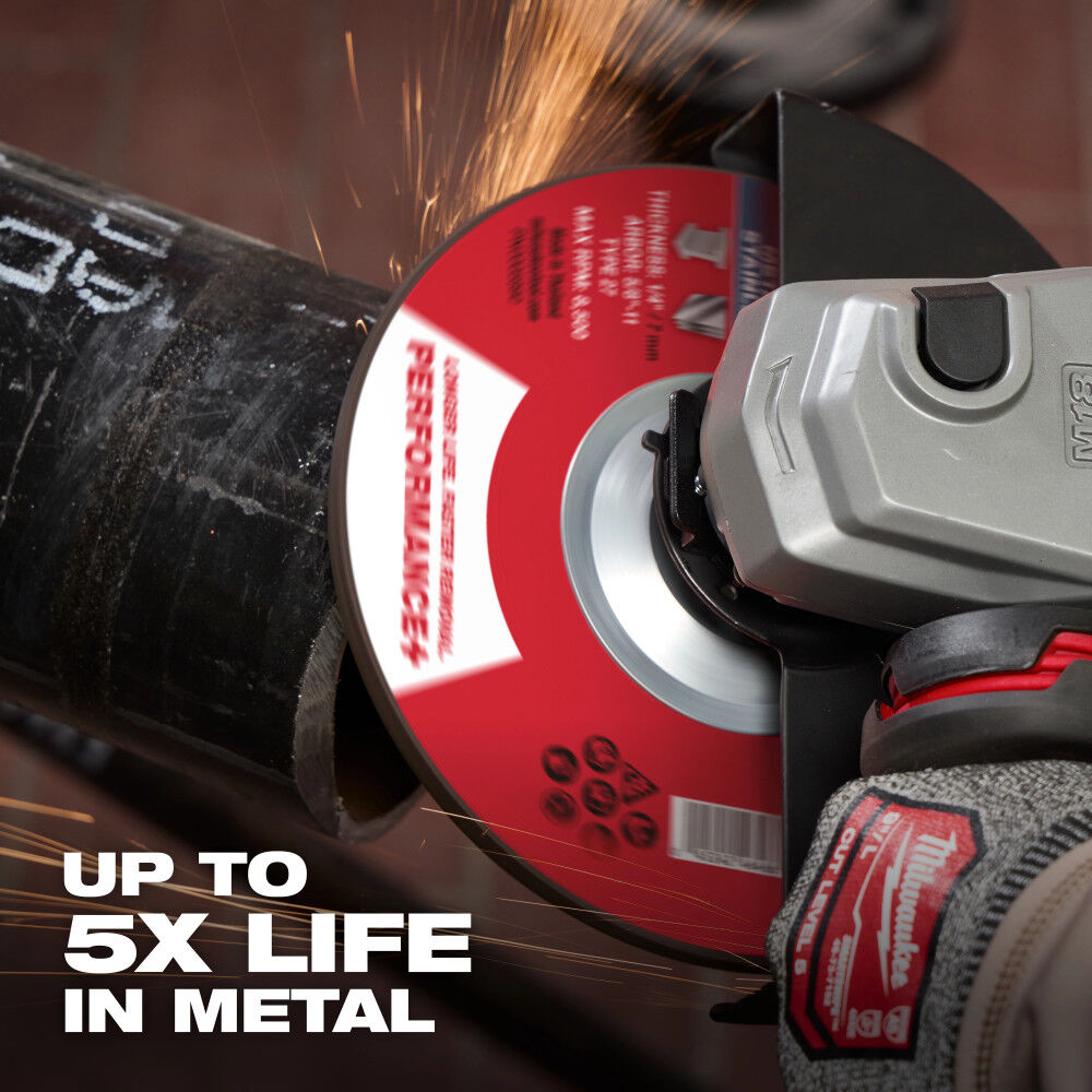Milwaukee 7 Inch x 1/4 Inch x 7/8 Inch Performance+ Metal Grinding Wheel Type 27, large image number 6