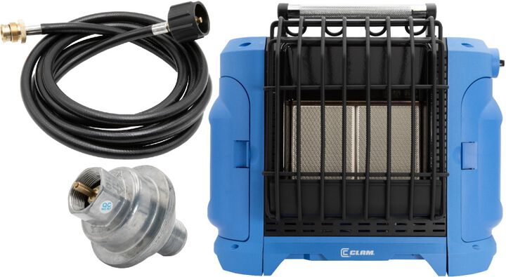 Clam Outdoors CH-16000VH 16000 Btu Propane Power Radiant Heater, 5 Foot Propane Extension Hose, & Fuel Filter Bundle