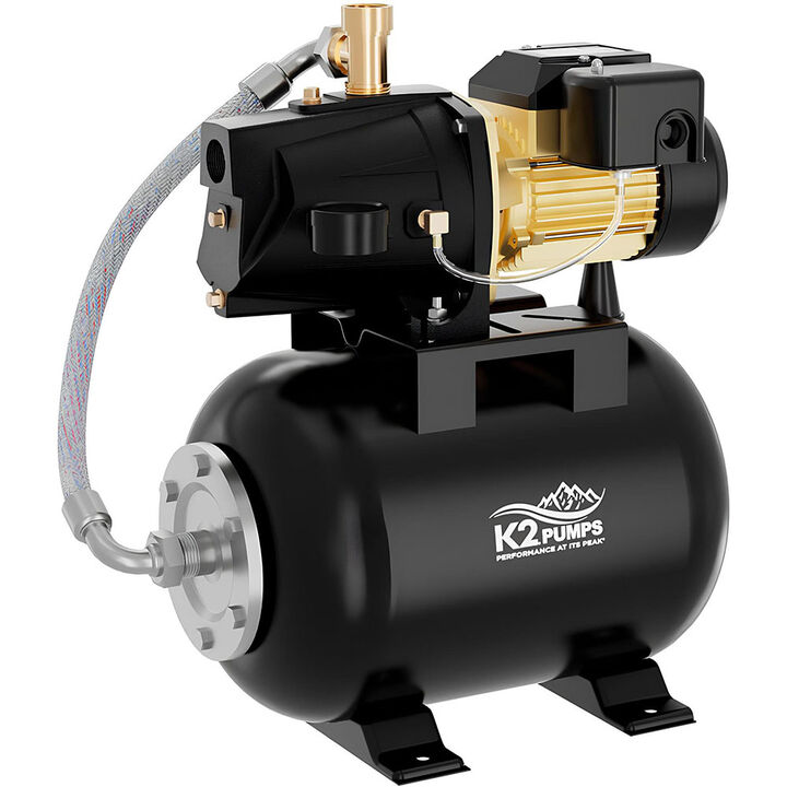 K2 Pumps Shallow Well Jet Pump 1/2 HP Lead Free & Tank System 115/230V