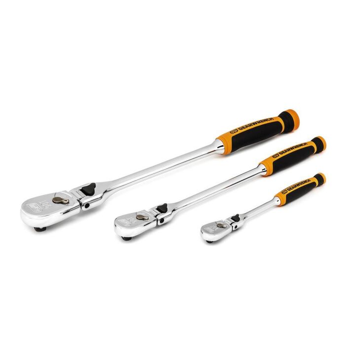 GEARWRENCH 3pc 1/4in 3/8in & 1/2in Drive Flex Head Ratchet 3pc, large image number 4