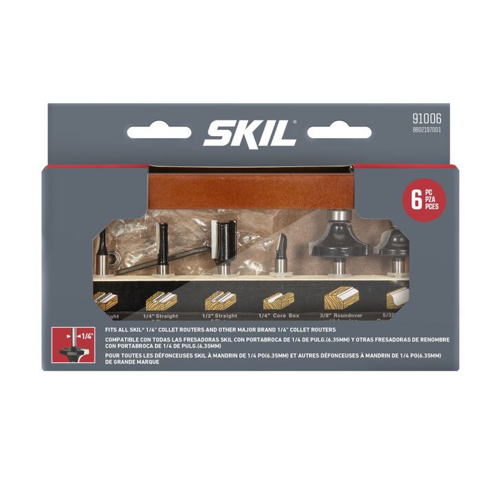 SKIL Router Bit 6 Piece Set with Instructions
