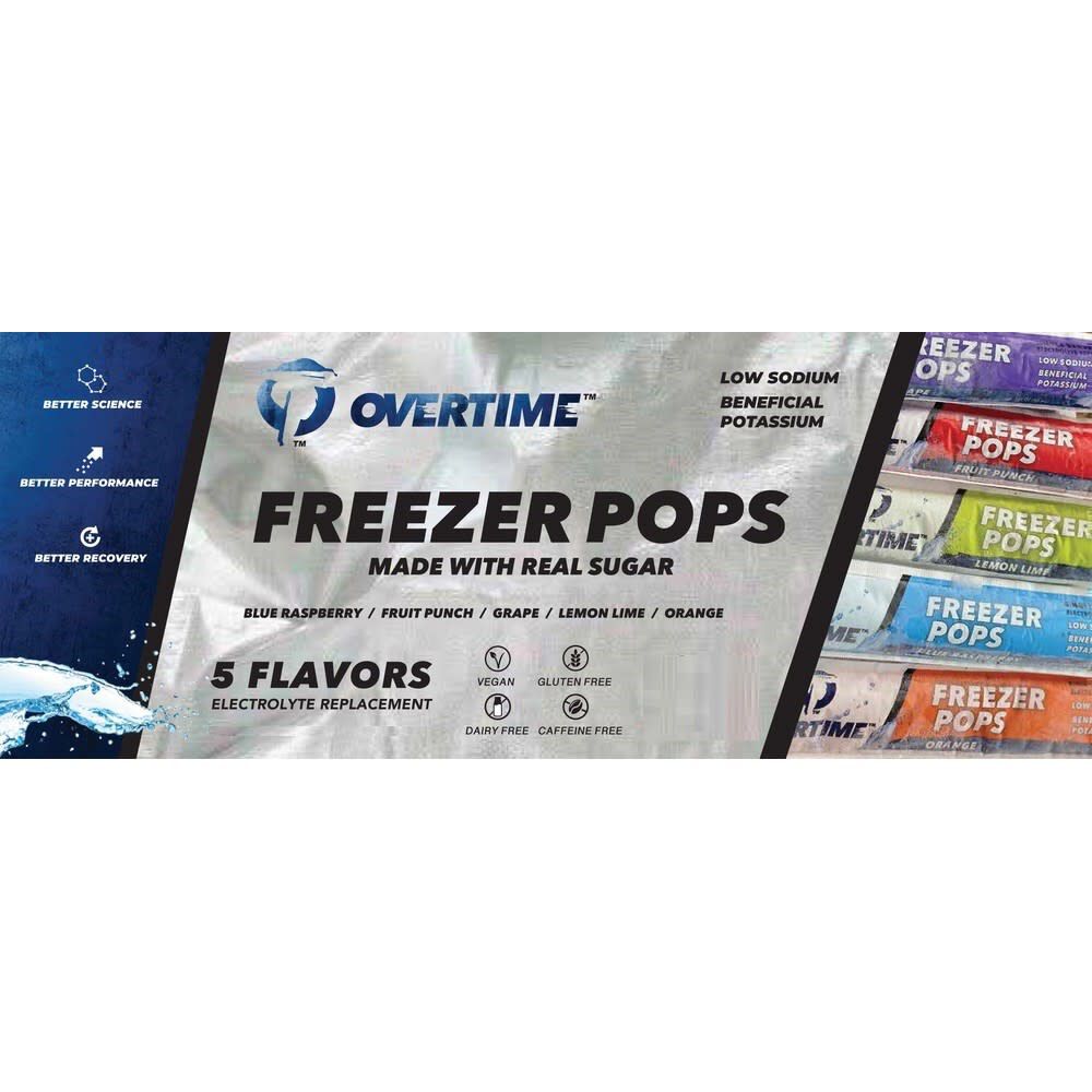 Overtime 3 Oz Sugar Variety Pack Electrolyte Replacement Freezer Pop 150q Qty, large image number 1