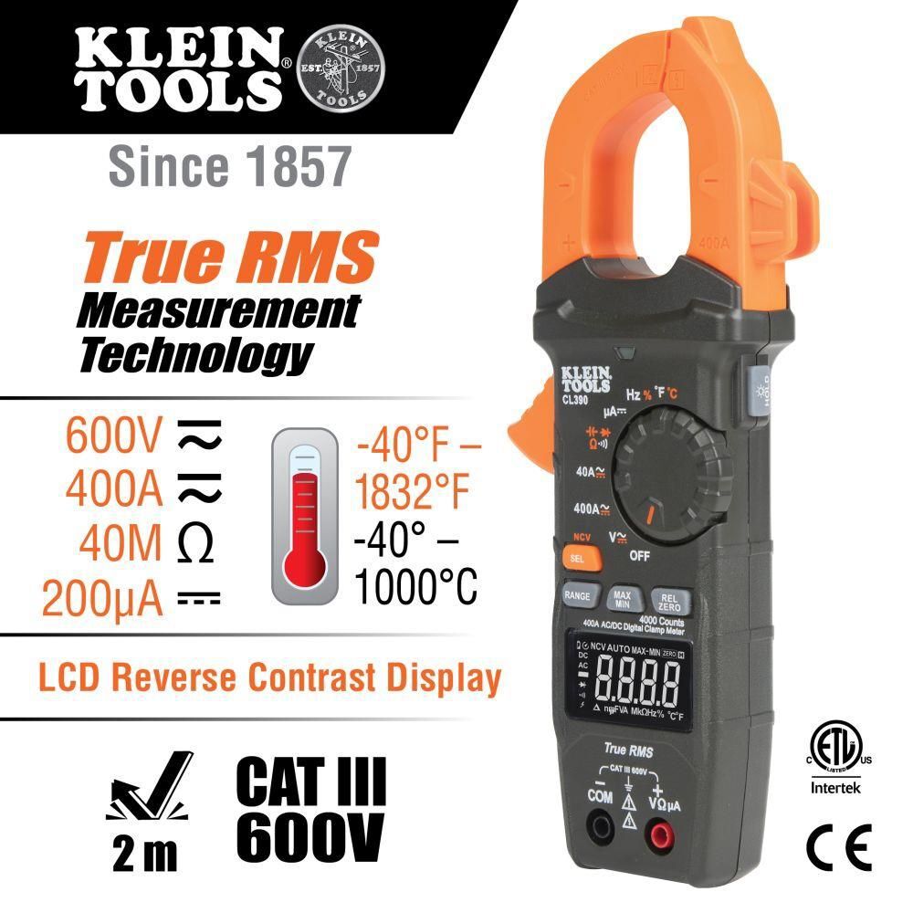 Klein Tools AC/DC Digital Clamp Meter TRMS Auto-Ranging 400 Amp, large image number 2