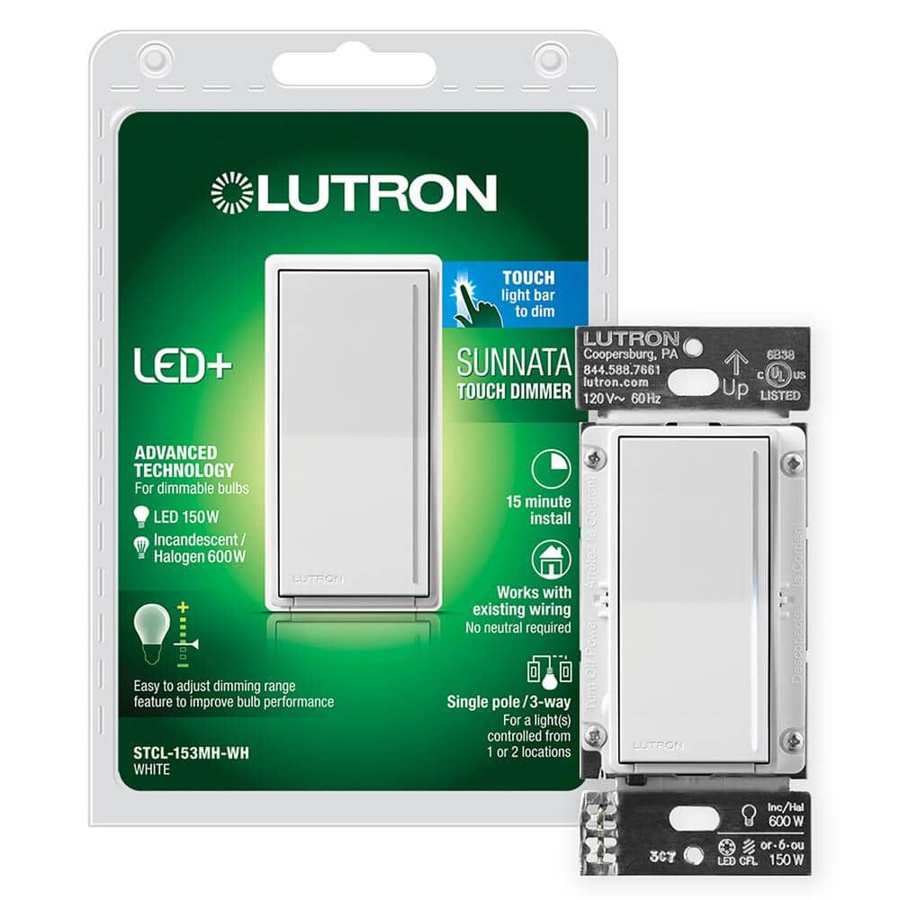 Lutron Sunnata LED+ 120V 150W 1.25A 1P Gloss White 3-Way Dimmer Switch, large image number 2