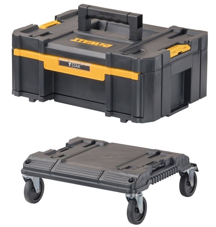 DEWALT TSTAKIII Single Deep Drawer & TSTAK 4 HeavyDuty Wheel Cart Bundle