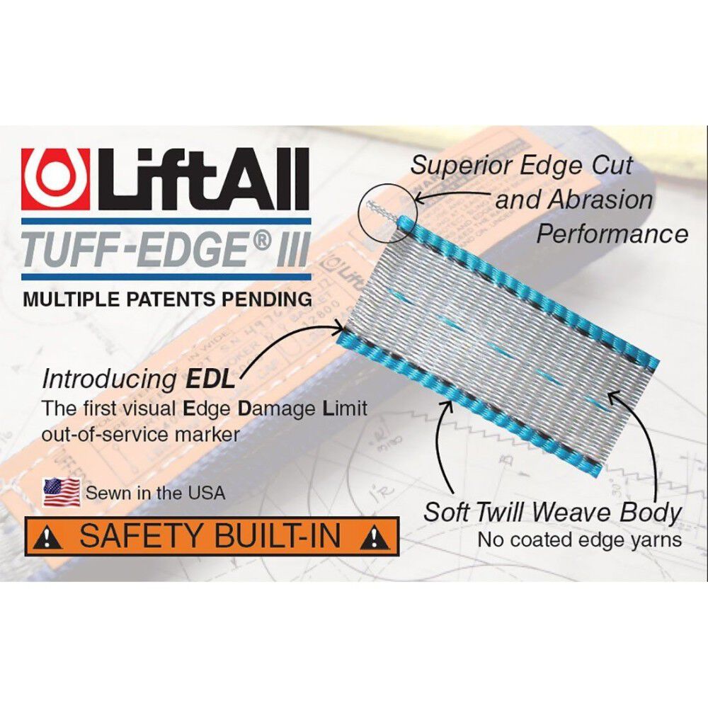 Lift-All 1 Inch x 12 Ft 1-Ply Flat Eye & Eye Tuff-Edge III Poly Web Sling, large image number 4