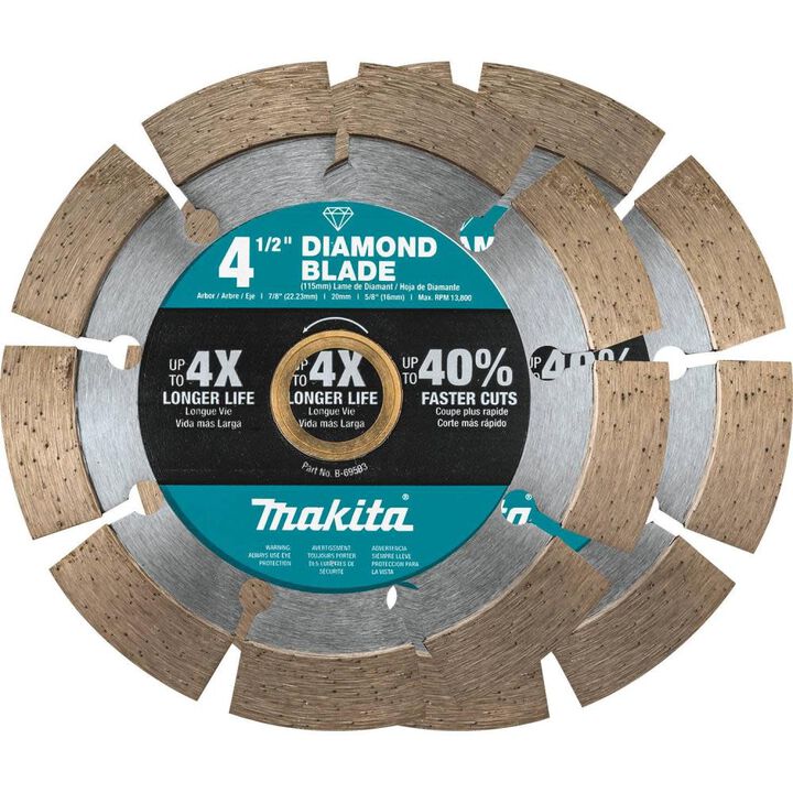 Makita 4 1/2 Inch Segmented Rim Diamond Blades for Masonry (2 Pack)