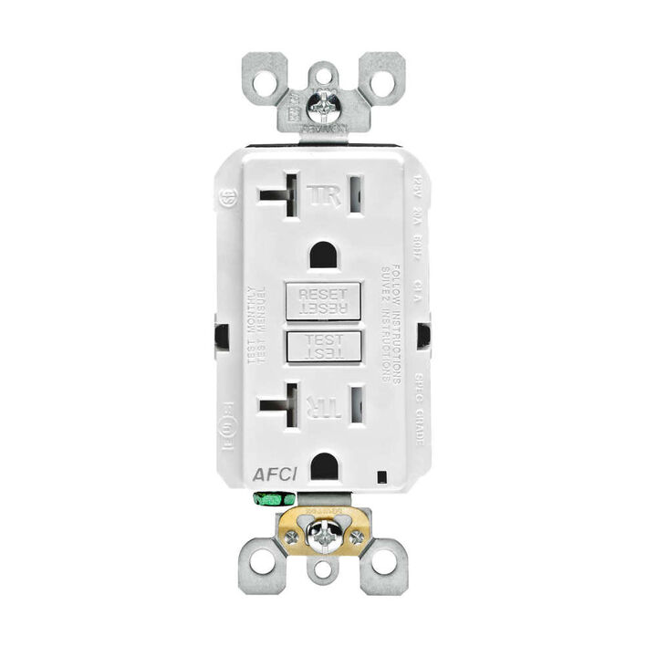 Leviton SmartlockPro AFCI Outlet 20A 125V White NEMA 5-20R