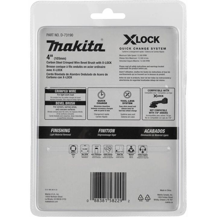 Makita X LOCK 4in Carbon Steel Crimped Wire Bevel Brush, large image number 2
