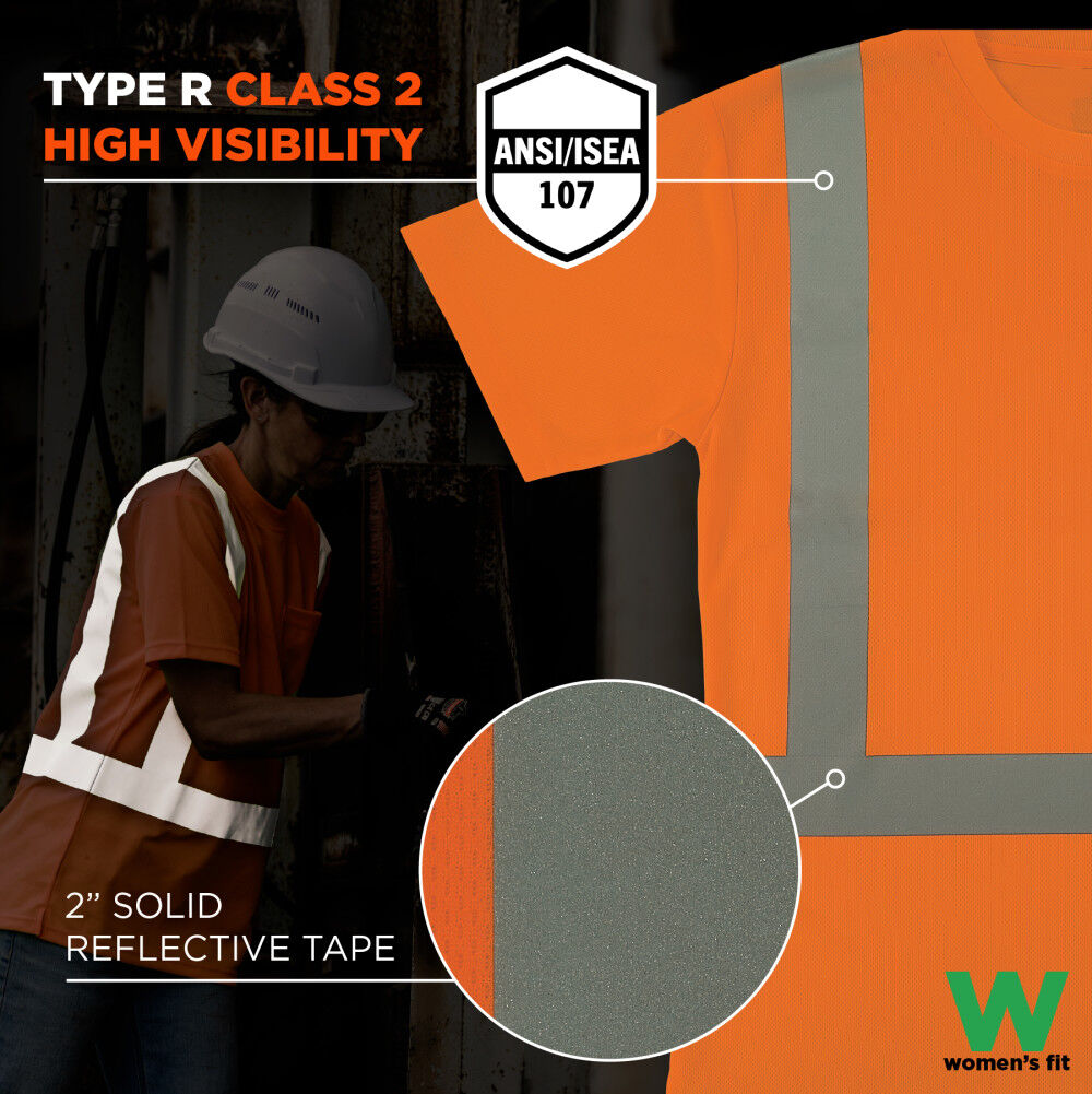 Ergodyne GloWear 8274 Womens Essential Class 2 Short Sleeve T-Shirt Hi-Vis Orange 3XL, large image number 2