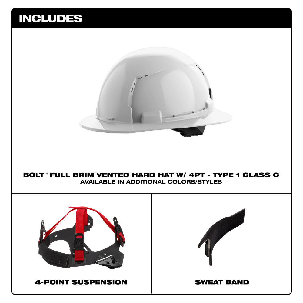 Milwaukee BOLT Orange Full Brim Vented Hard Hat with 4pt Ratcheting Suspension Type 1 Class C & Cooling Fan Bundle, large image number 12
