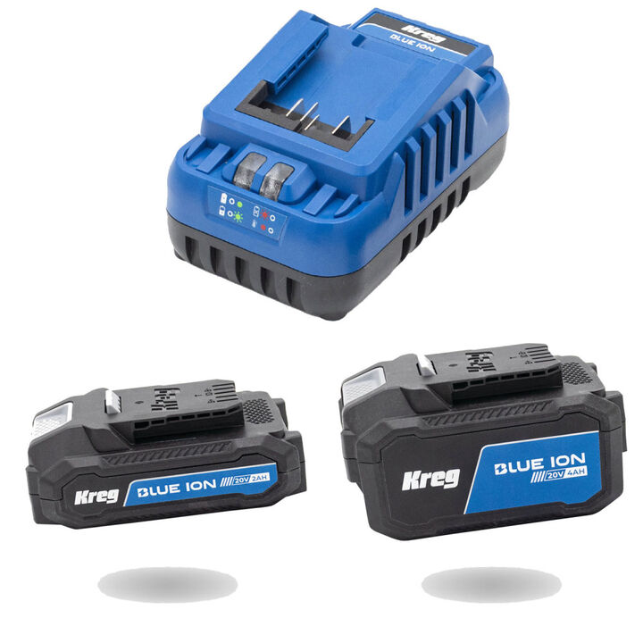 Kreg Blue Ion 20V 4.0 Ah and 2.0 Ah Battery and Standard Charger Starter Kit
