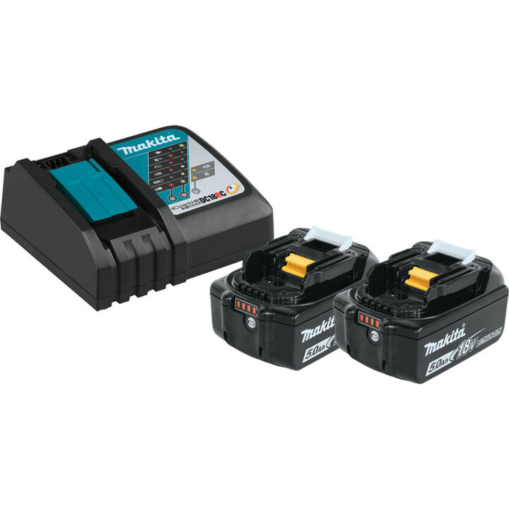 Makita 18V LXT LithiumIon 5.0Ah Battery Pack with Fuel Indicator and Charger Starter Kit