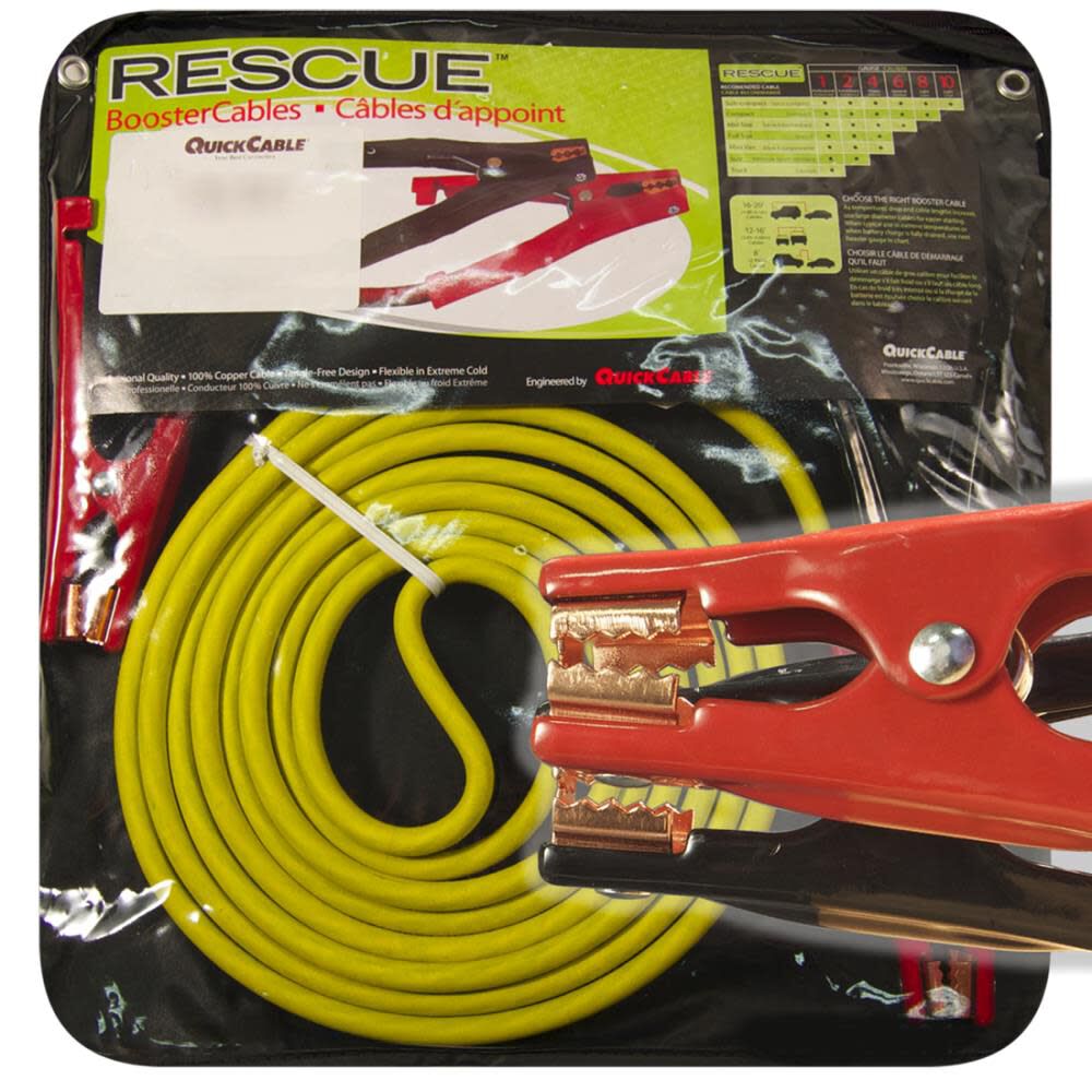 Quick Cable 20 Ft. 1 Gauge 500 Amp RESCUE Mechanic Clamp Heavy Booster Cable, large image number 1