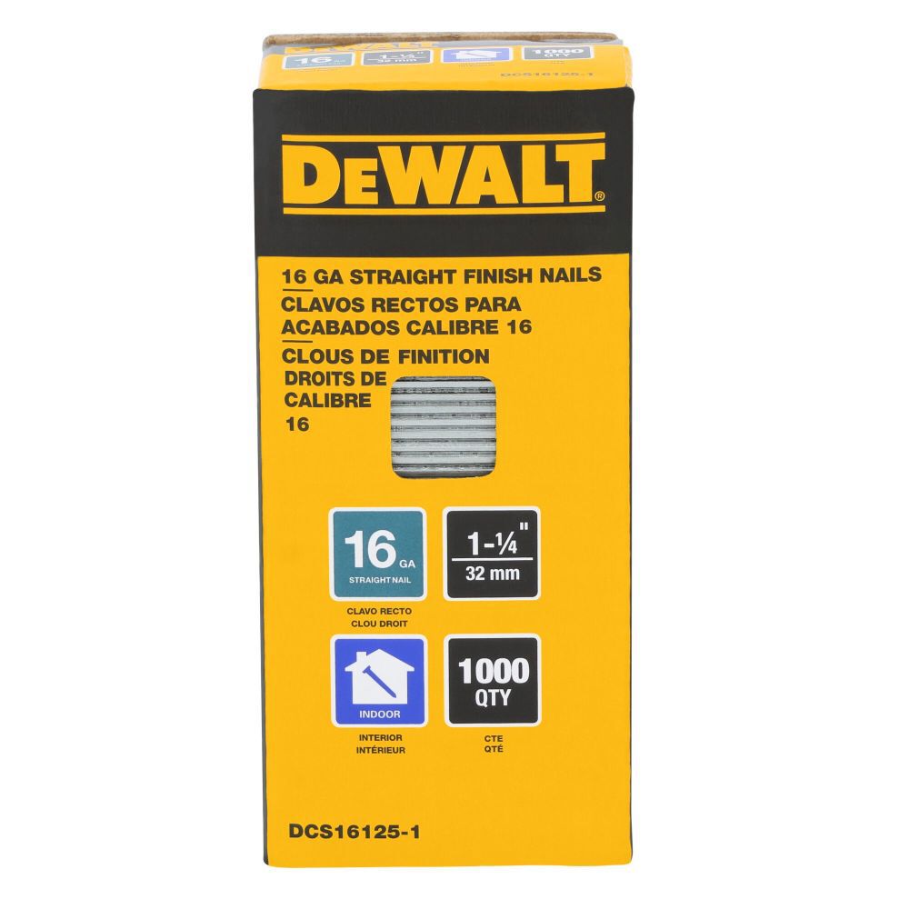 DEWALT 1-1/4 Inch 16 Gauge Straight Finish Nails, 1000 Pieces, large image number 2