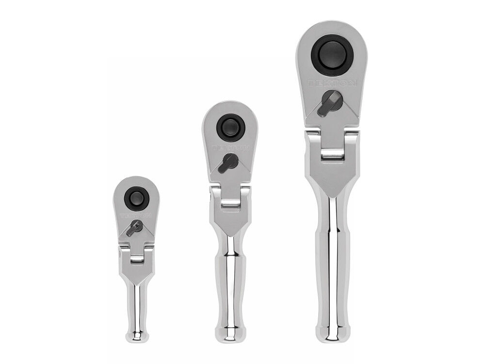 Tekton 1/4, 3/8, 1/2 Inch Drive Flex Head QR Stubby Ratchet Set, 3 Pieces, large image number 1